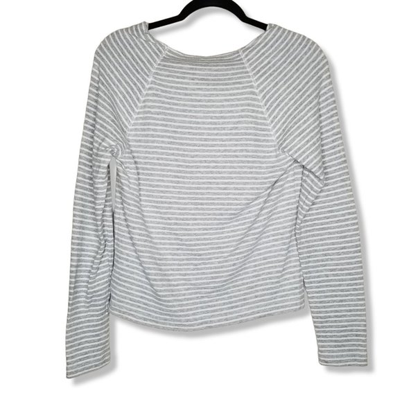 Standard James Perse Size 1 Small Grey White Striped Cowl Neck Sweater Top - Picture 7 of 7